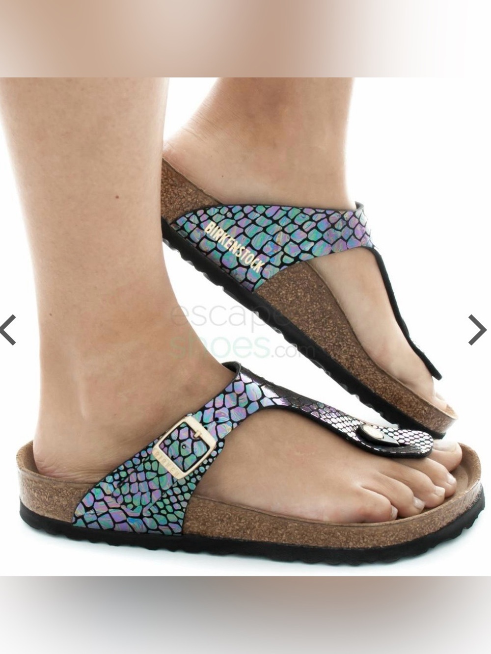 BIRKENSTOCK Gizeh Shiny Snake Black Multi